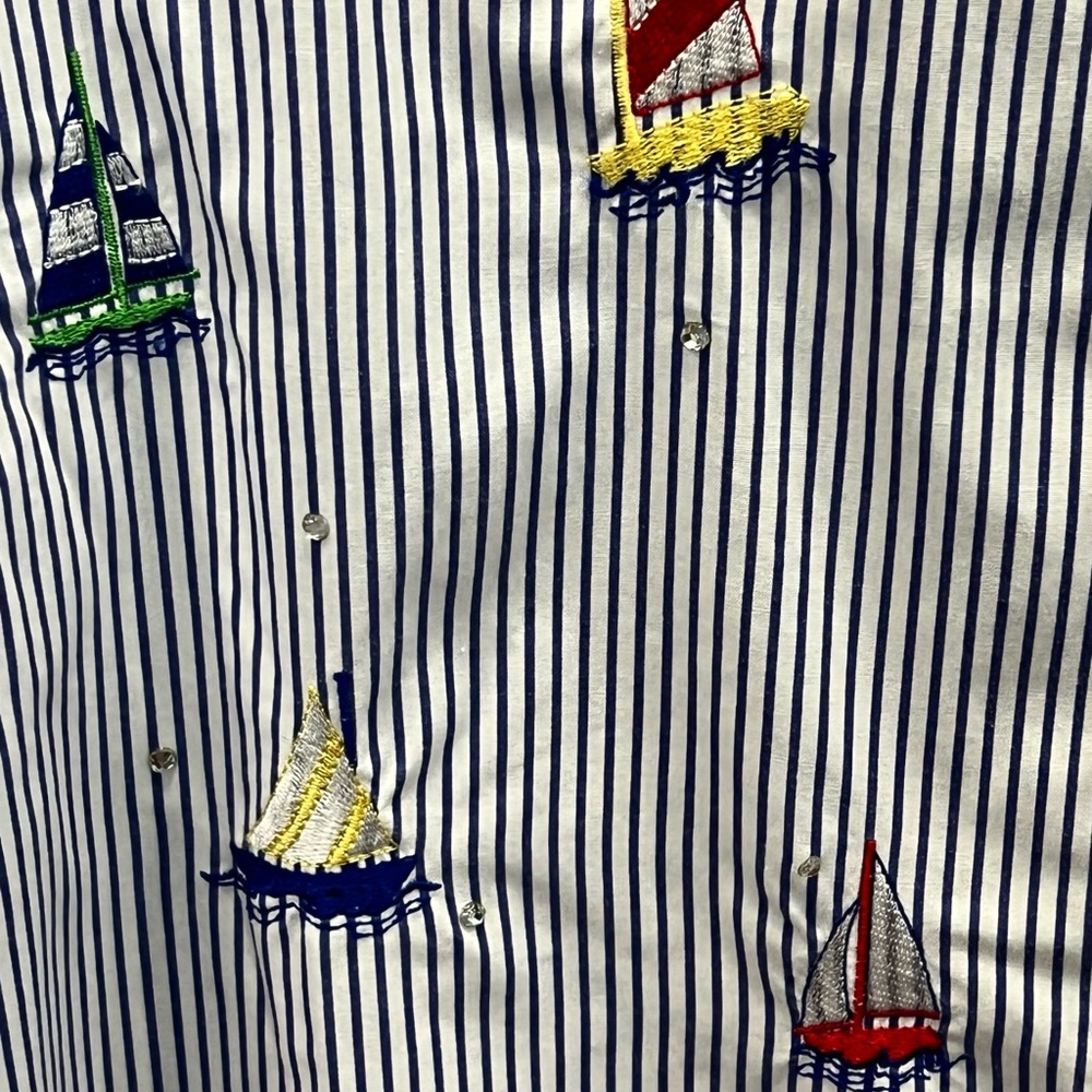 Quacker Factory Nautical Embroidered Button Down … - image 6